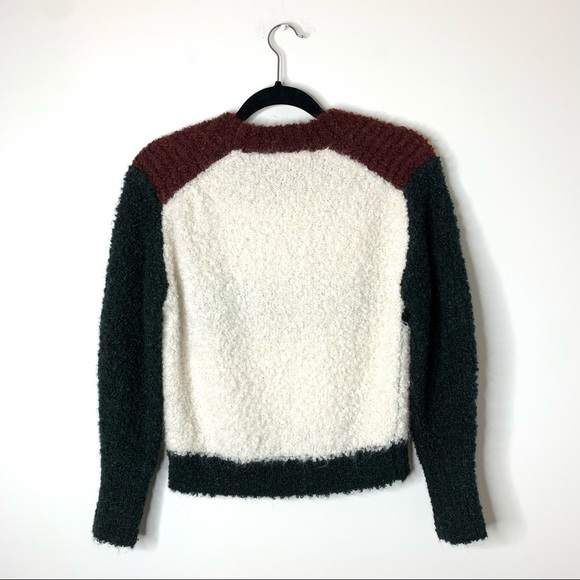 Isabel Marant Owel Colour Block Knit Sweater Ecru & Bottle Green Size US 34 - Picture 14 of 15